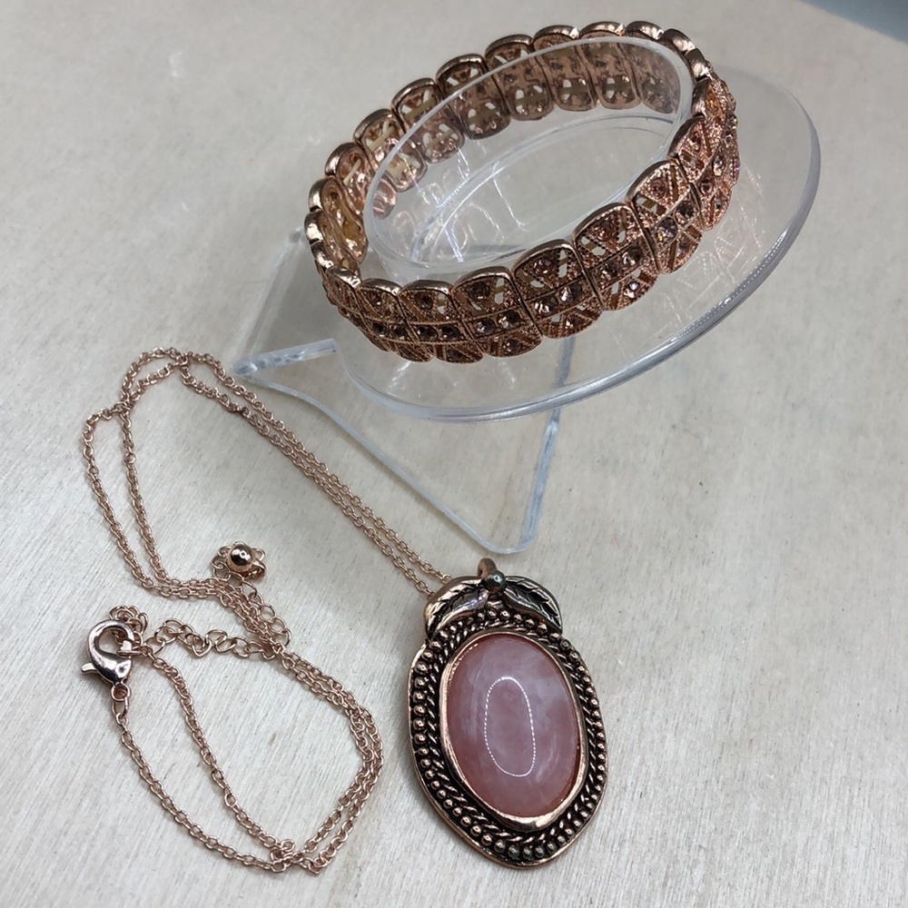 CURATED bundle rose gold tone jewelry set necklace and bracelet